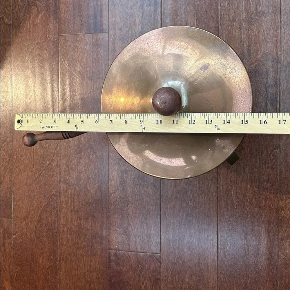 Vintage Brass Chafing Set, Copper with a Wooden Handle, Mid Century Modern